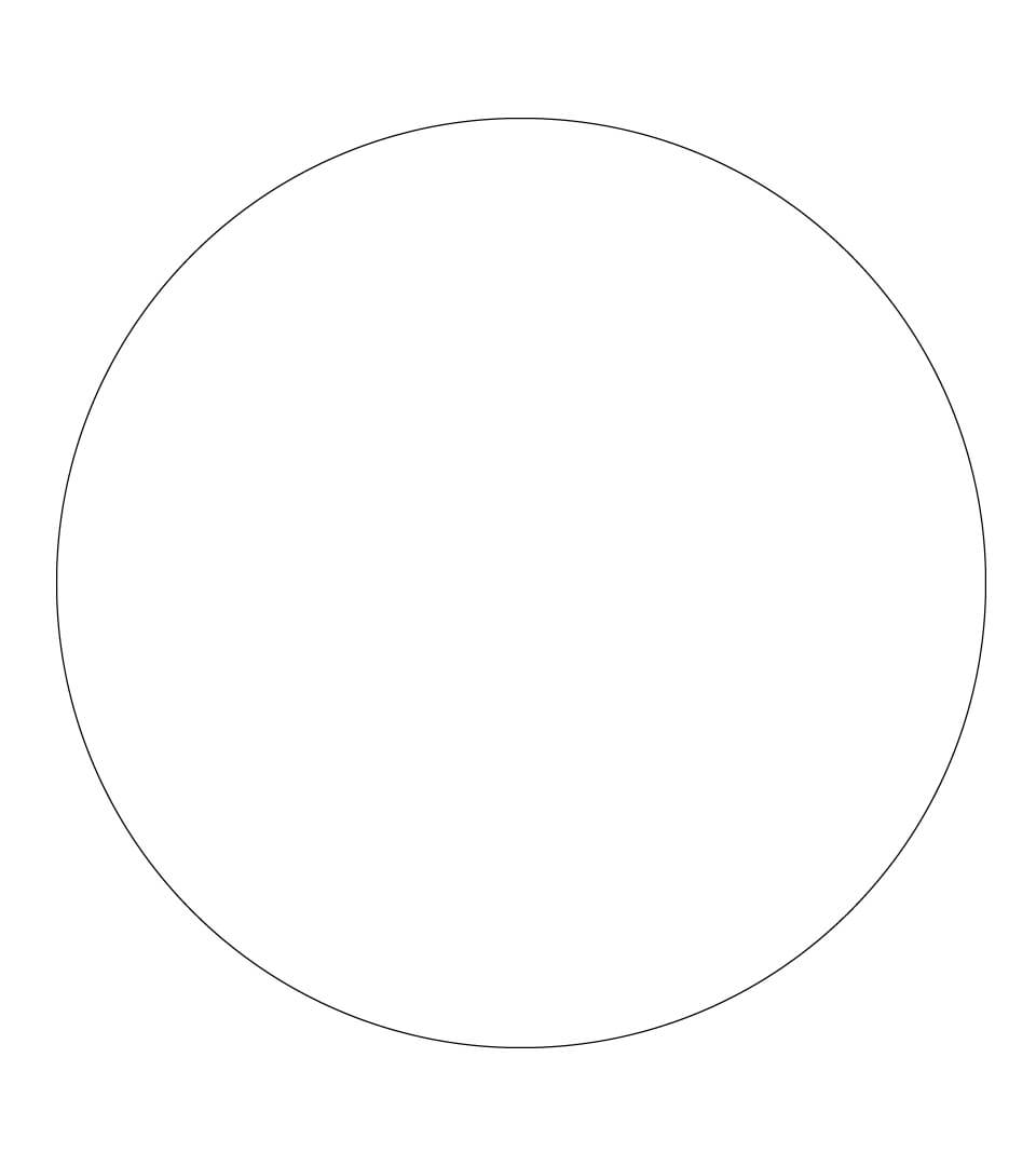 Image d'un cercle avec un contour noir et fond d'arrière plan blanc.